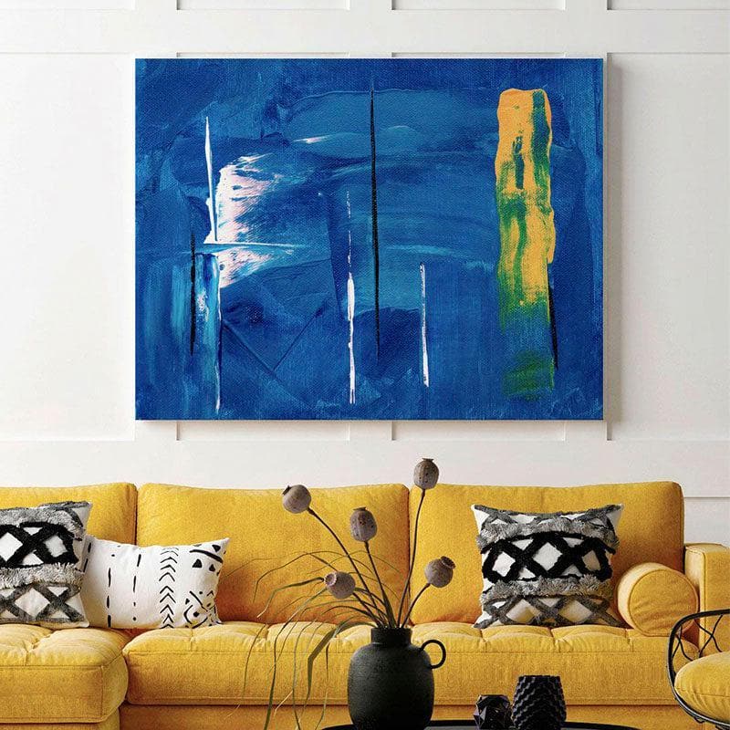 Wall Art & Paintings - Abstract Blue Wall Painting - Gallery Wrap