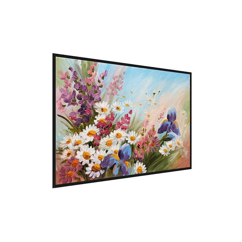 Wall Art & Paintings - Abstract Flower Daisies Wall Painting - Black Frame