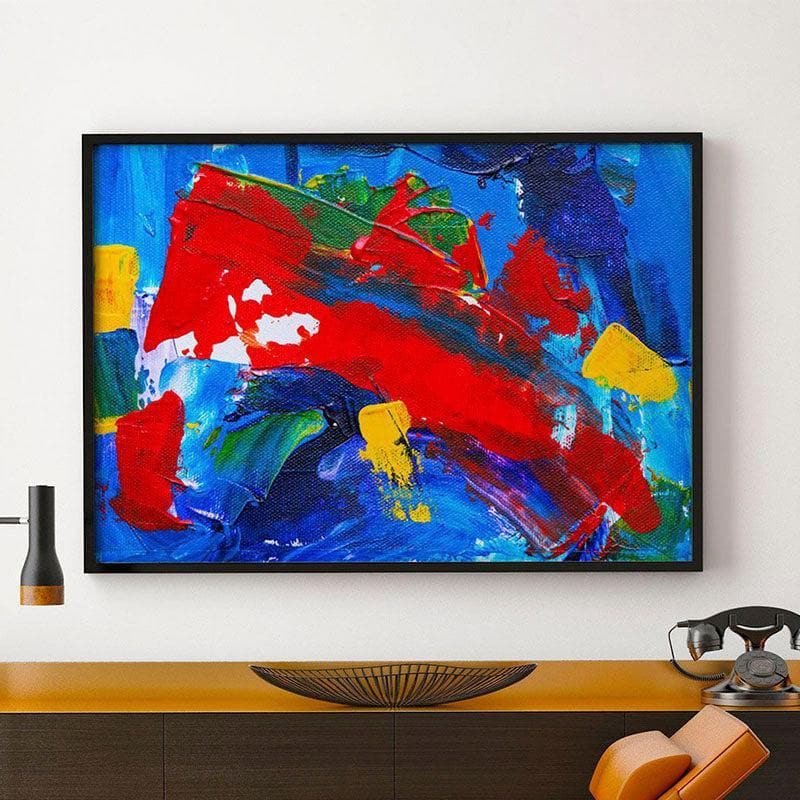 Wall Art & Paintings - Abstract Of Vibrant Colors Wall Painting - Black Frame