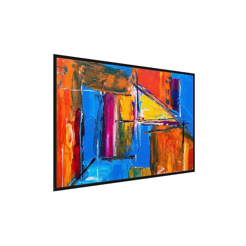 Wall Art & Paintings - Abstract Remix Blue Wall Painting - Black Frame