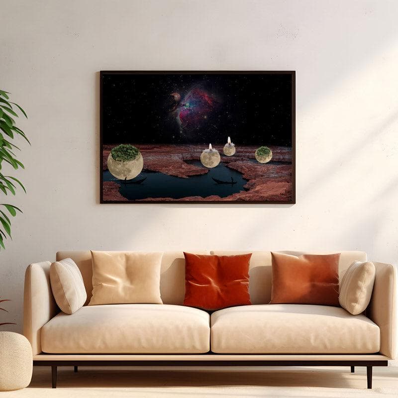 Wall Art & Paintings - Abstract Worlds Wall Painting - Black Frame