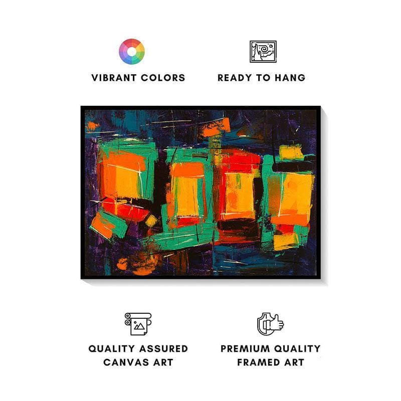 Wall Art & Paintings - Amalgamation of Colors Wall Painting - Black Frame