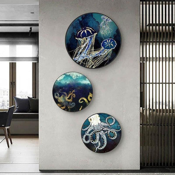Buy Wall Art & Paintings - Aquatic Symphony Wall Art - Set Of Three at Vaaree online