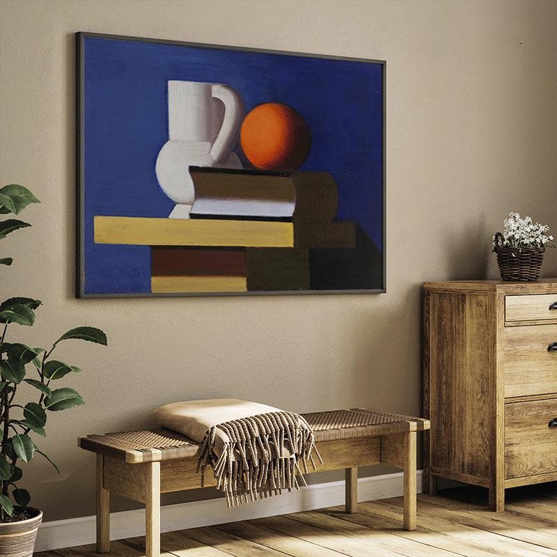 Wall Art & Paintings - Arrangement With White Jug Wall Painting - Black Frame