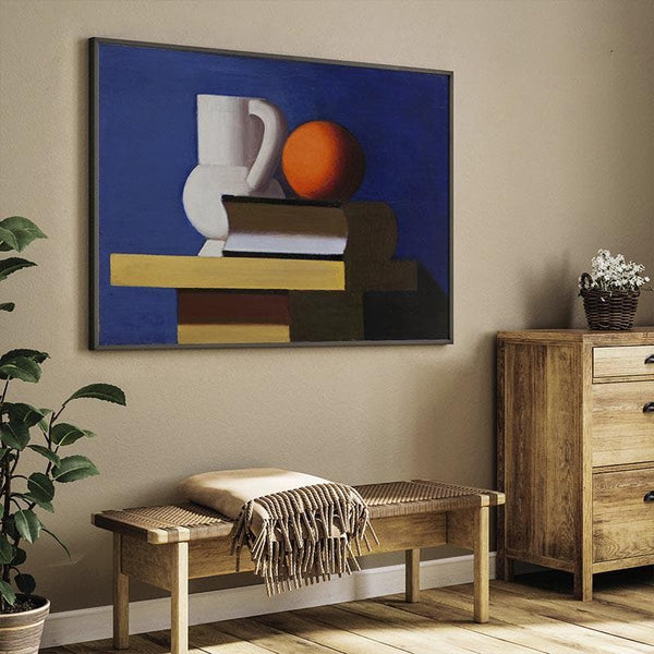 Wall Art & Paintings - Arrangement With White Jug Wall Painting - Black Frame