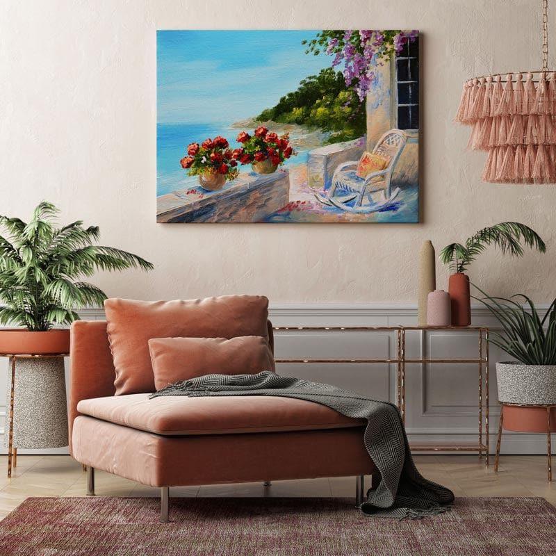 Wall Art & Paintings - Balcony Near The Sea Wall Painting - Gallery Wrap