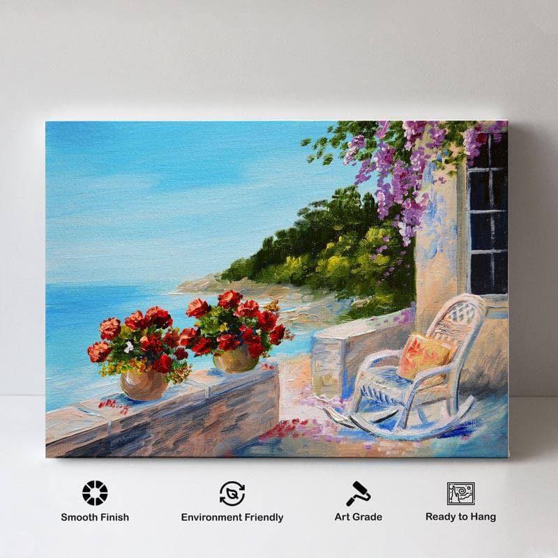 Wall Art & Paintings - Balcony Near The Sea Wall Painting - Gallery Wrap