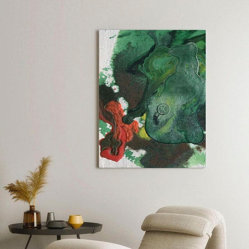 Wall Art & Paintings - Basil Green Abstract Art Wall Painting - Gallery Wrap