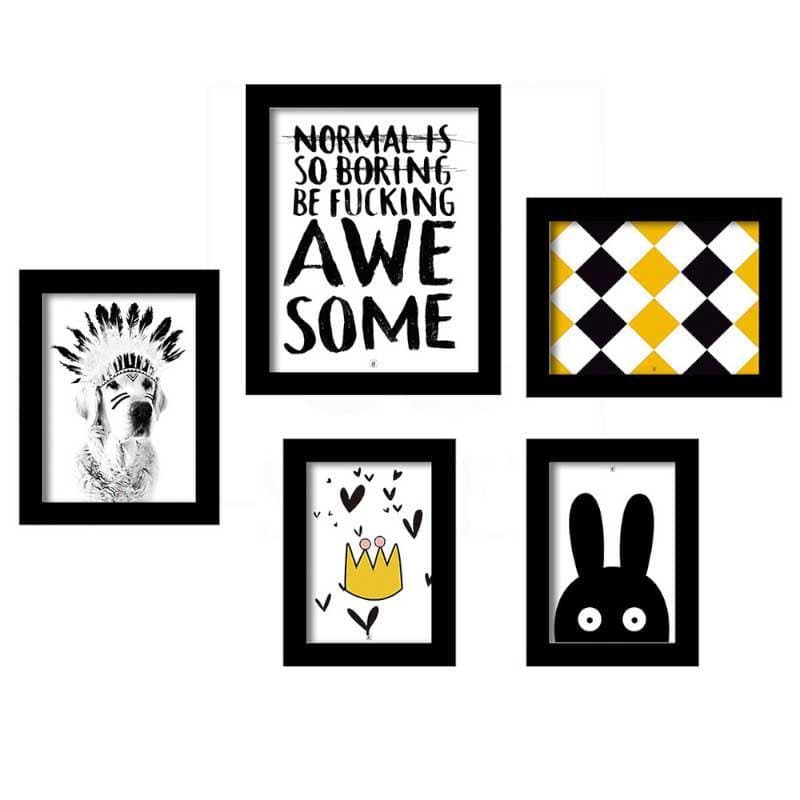 Buy Be Awesome Art Work - Set Of Five Wall Art & Paintings from Vaaree