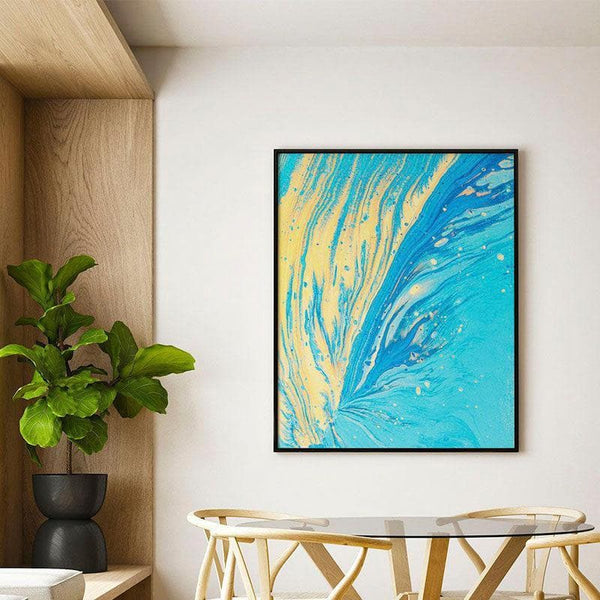 Wall Art & Paintings - Beachy Abstract Wall Painting - Black Frame