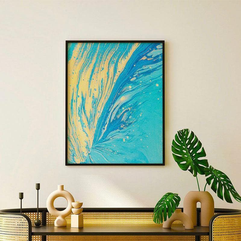 Wall Art & Paintings - Beachy Abstract Wall Painting - Black Frame