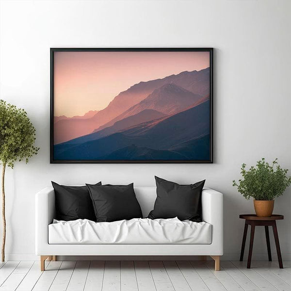 Wall Art & Paintings - Beautiful Mountains At Sunset Wall Painting - Black Frame