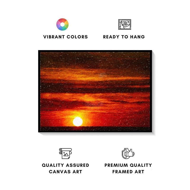 Wall Art & Paintings - Beautiful Sunset Wall Painting - Black Frame