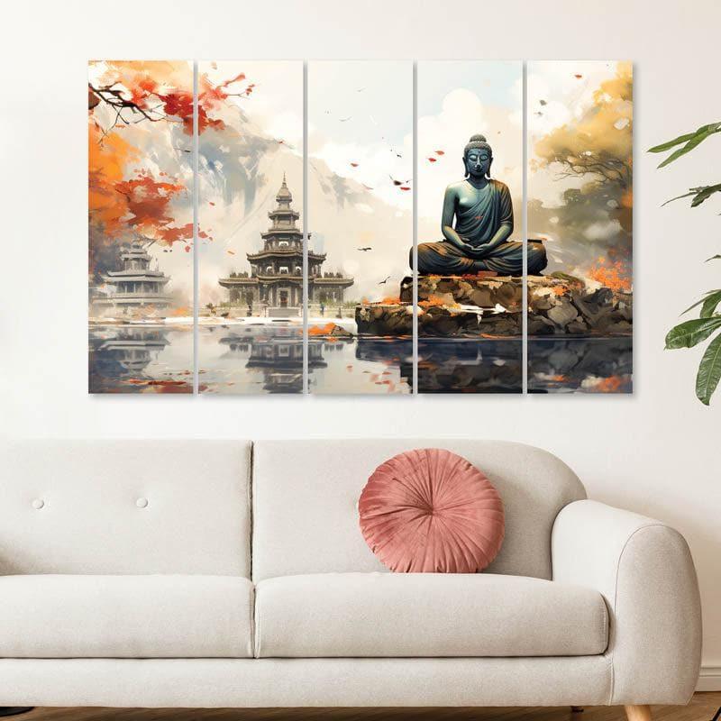 Buy Wall Art & Paintings - Benevolent Buddha Wall Art - Set Of Five at Vaaree online