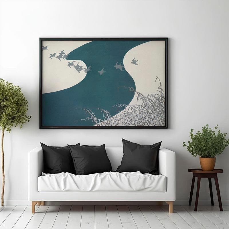 Wall Art & Paintings - Birds From Momoyogusa Painting By Kamisaka Sekka - Black Frame