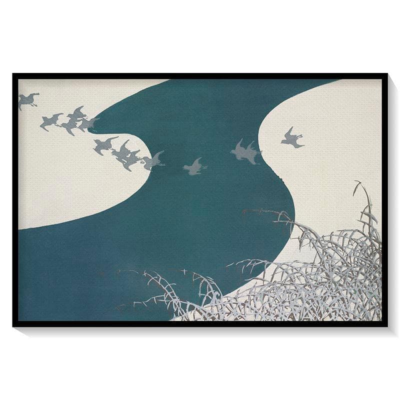 Wall Art & Paintings - Birds From Momoyogusa Painting By Kamisaka Sekka - Black Frame