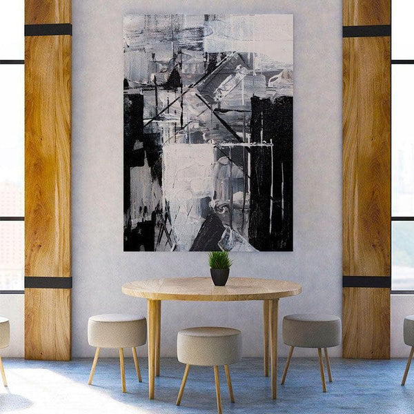 Wall Art & Paintings - Black and White Abstract Painting - Gallery Wrap