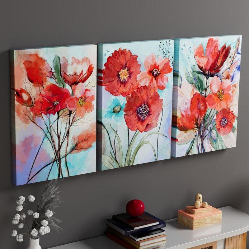 Buy Bloom Parade Wall Painting - Set Of Three Wall Art & Paintings from Vaaree