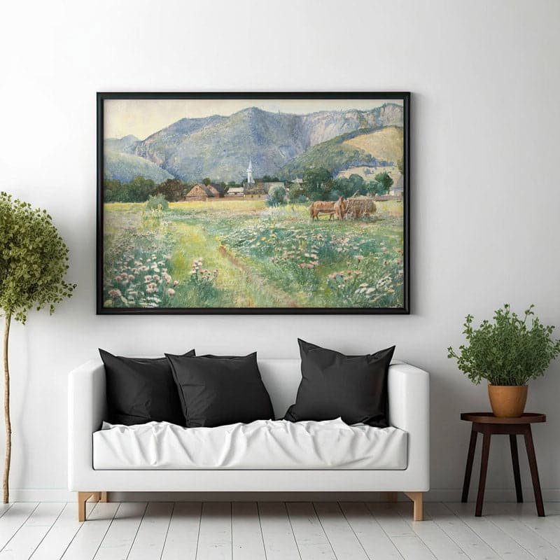 Wall Art & Paintings - Blooming Meadow Landscape Wall Painting - Black Frame