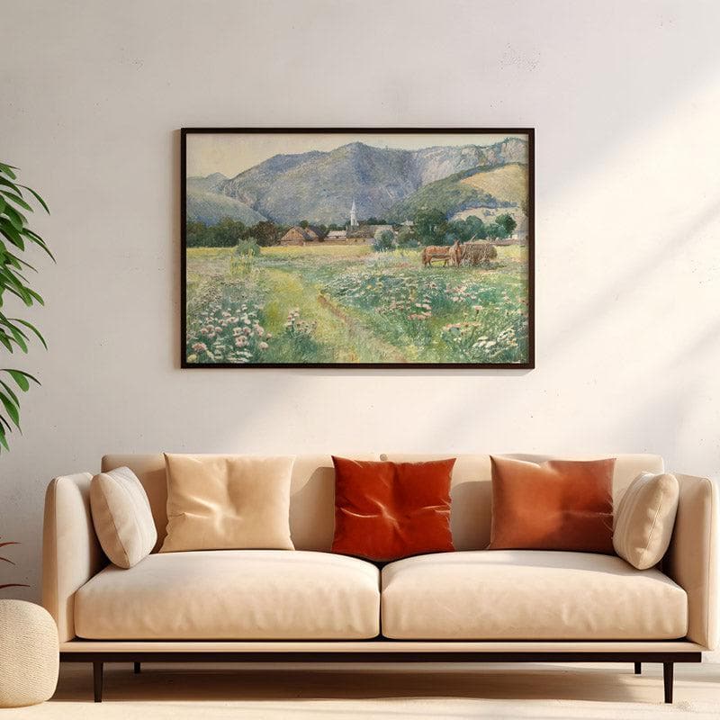 Wall Art & Paintings - Blooming Meadow Landscape Wall Painting - Black Frame