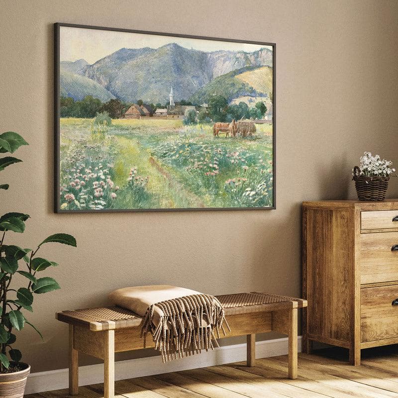 Wall Art & Paintings - Blooming Meadow Landscape Wall Painting - Black Frame