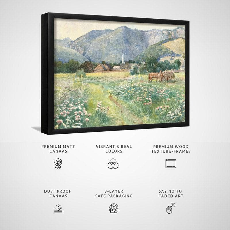 Wall Art & Paintings - Blooming Meadow Landscape Wall Painting - Black Frame