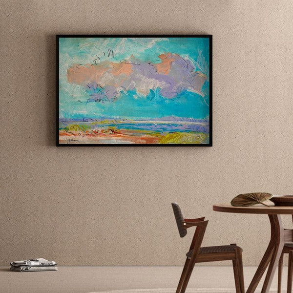 Wall Art & Paintings - Blue Morning Wall Painting - Black Frame