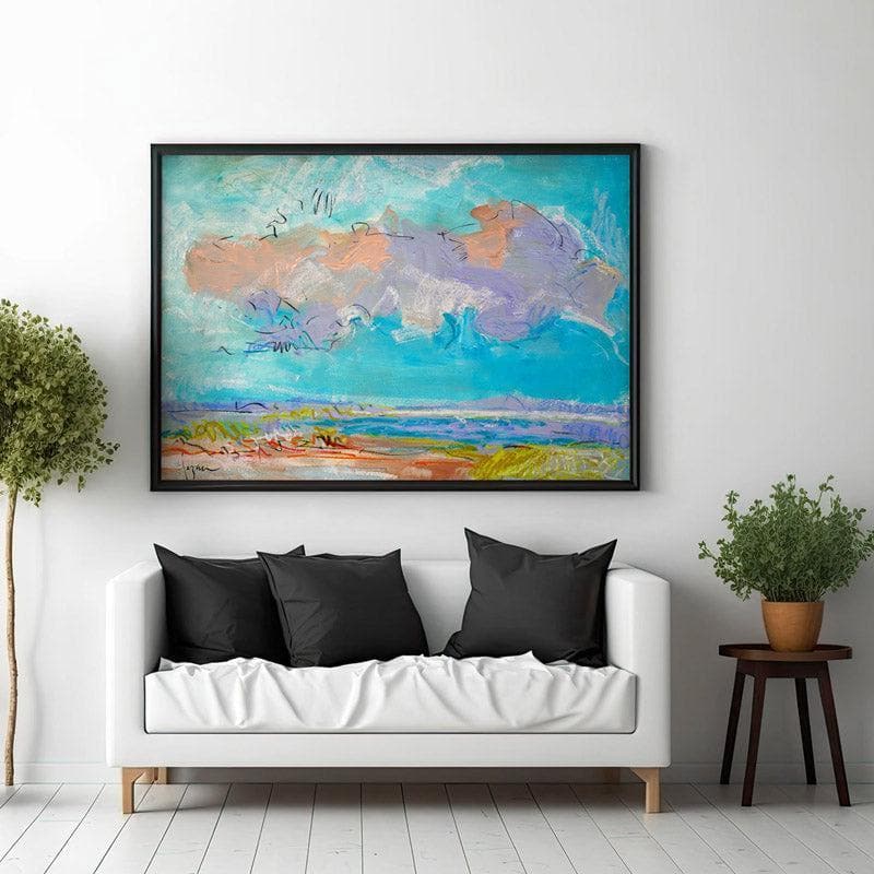 Wall Art & Paintings - Blue Morning Wall Painting - Black Frame