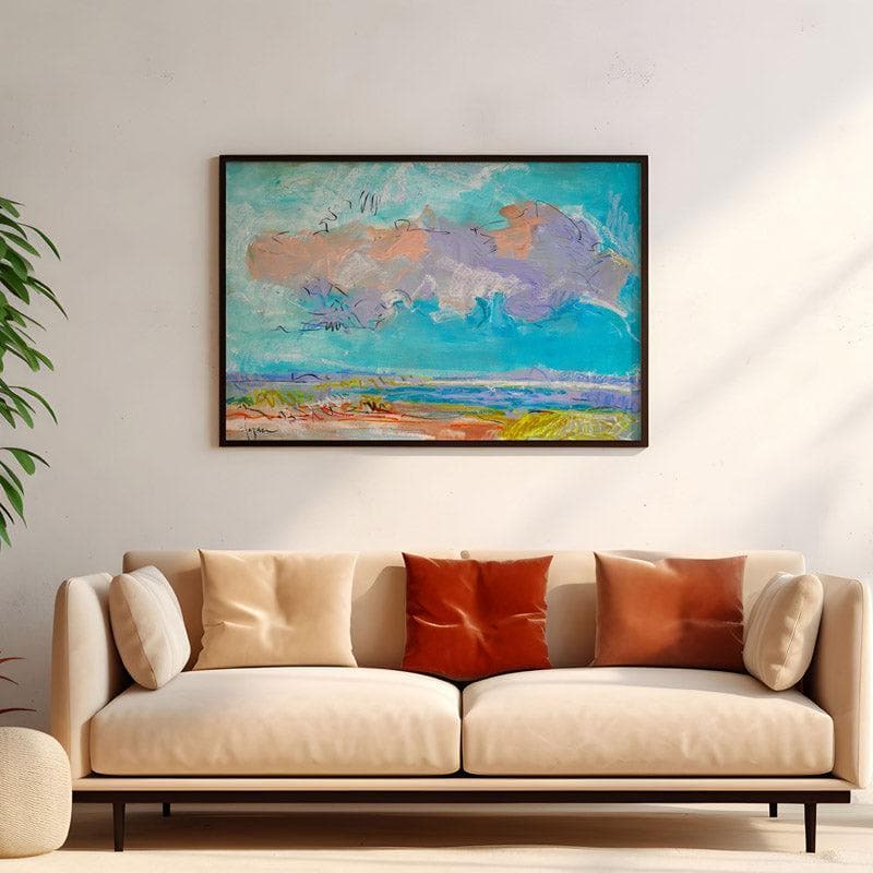 Wall Art & Paintings - Blue Morning Wall Painting - Black Frame