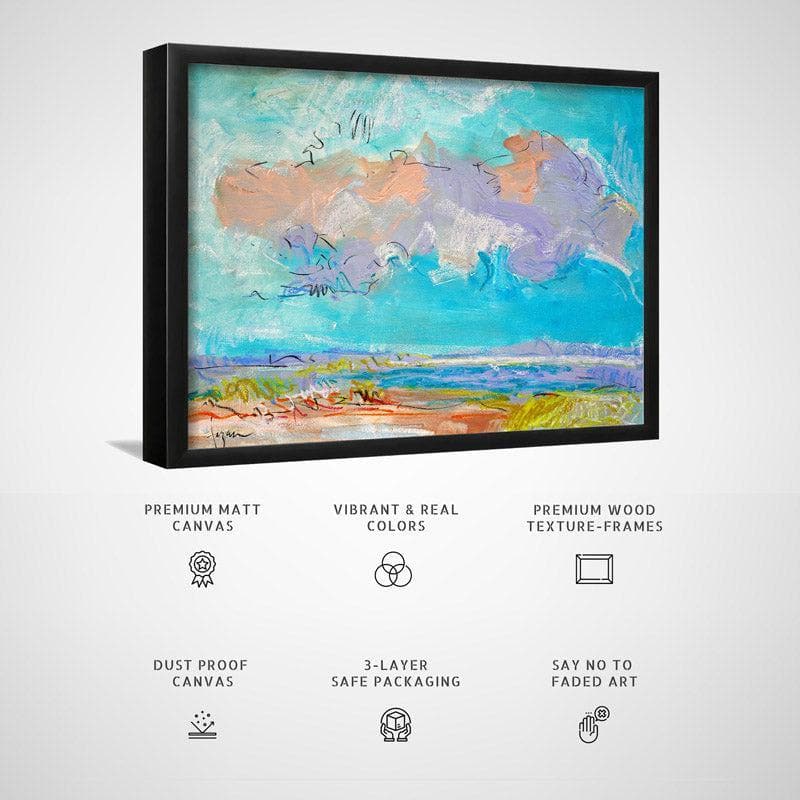 Wall Art & Paintings - Blue Morning Wall Painting - Black Frame