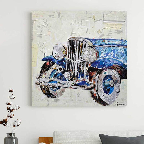 Wall Art & Paintings - Blue Vintage Car Wall Art