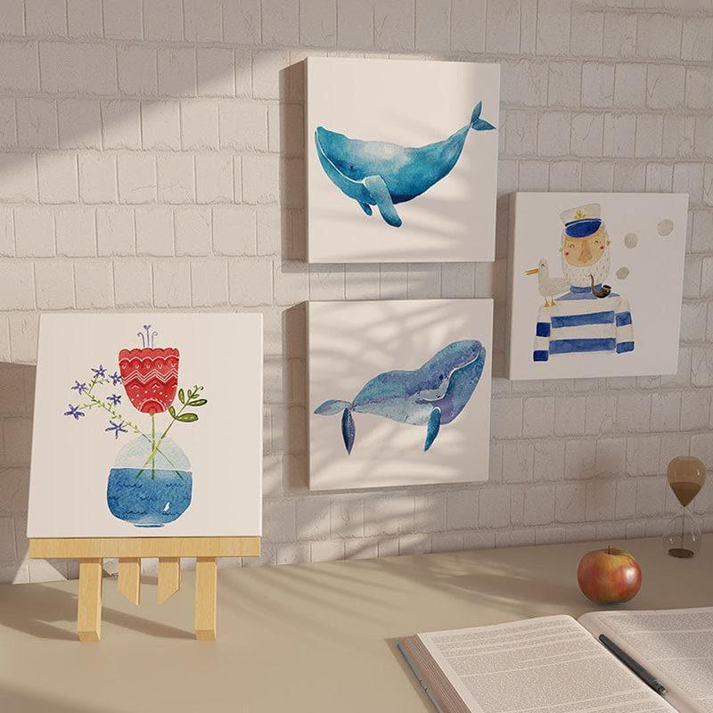 Buy Wall Art & Paintings - Blue Whale Cartoon Wall Art - Set Of Four at Vaaree online