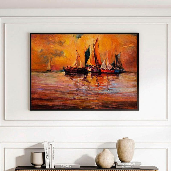 Wall Art & Paintings - Boats & Ocean Wall Painting - Black Frame