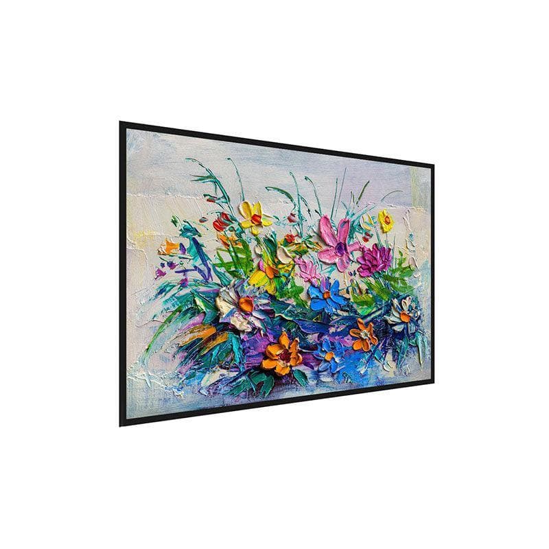 Buy Bouquet Of Flowers Multicolored Wall Painting - Black Frame Wall Art & Paintings from Vaaree