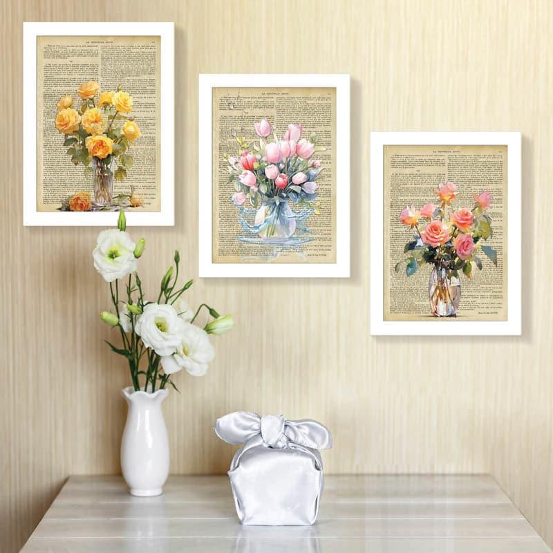 Wall Art & Paintings - Bouquets Of Love Wall Art - Set Of Three