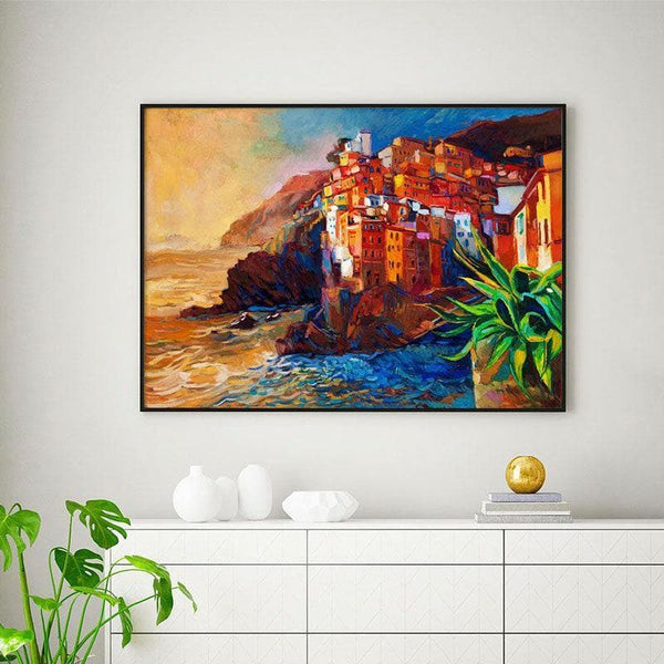 Wall Art & Paintings - Cinque Terre Coast Wall Painting - Black Frame