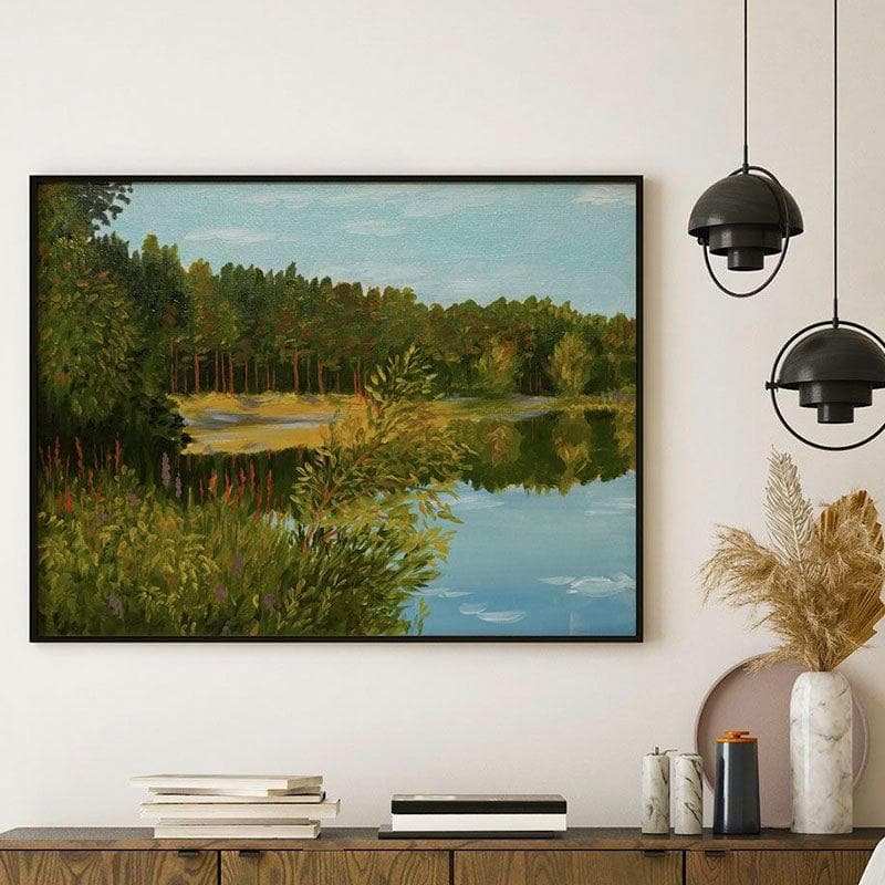 Wall Art & Paintings - Coniferous Forest Wall Painting - Black Frame