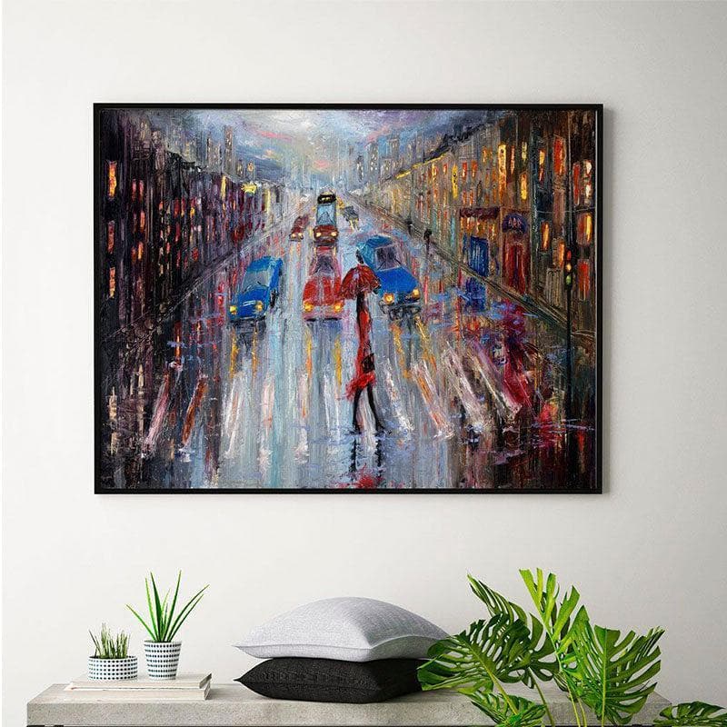 Wall Art & Paintings - Crossing The Street Wall Painting By Boyan Dimitrov - Black Frame