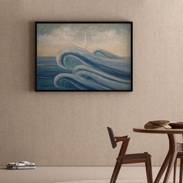 Wall Art & Paintings - Crowning The Waves Wall Painting - Black Frame