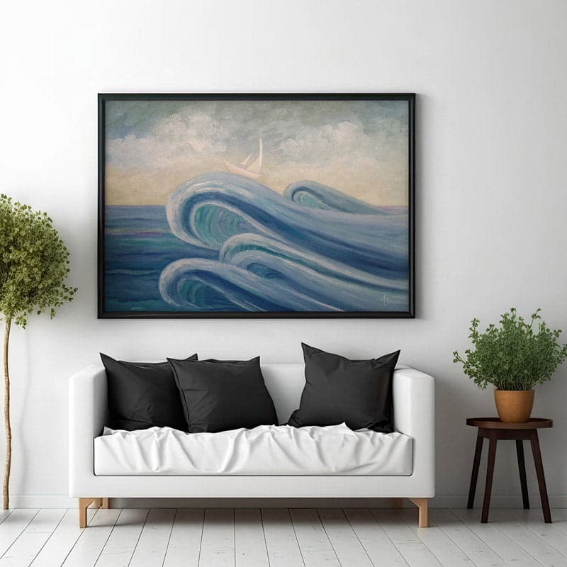 Wall Art & Paintings - Crowning The Waves Wall Painting - Black Frame