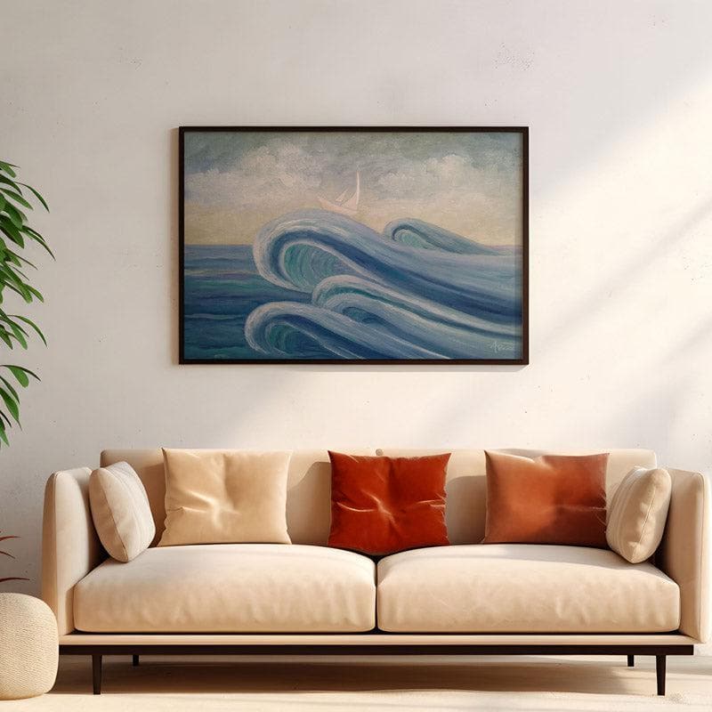 Wall Art & Paintings - Crowning The Waves Wall Painting - Black Frame