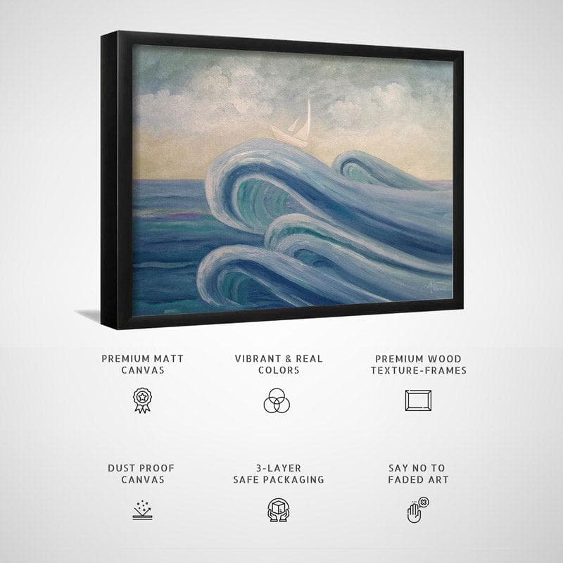 Wall Art & Paintings - Crowning The Waves Wall Painting - Black Frame