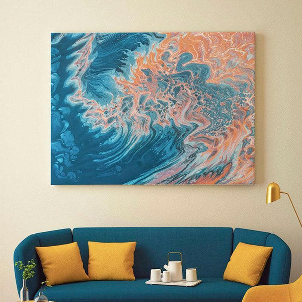 Wall Art & Paintings - Deep Blue & Orange Wall Painting - Gallery Wrap