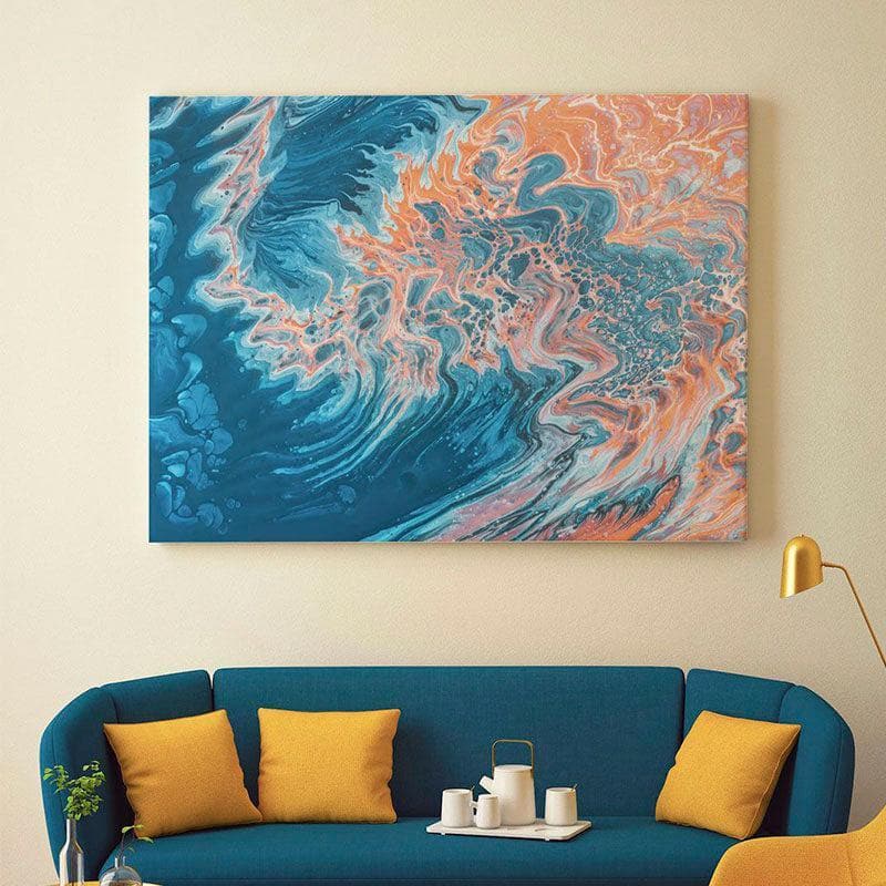 Buy Deep Blue & Orange Wall Painting - Gallery Wrap Wall Art & Paintings from Vaaree