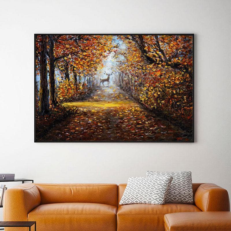 Wall Art & Paintings - Deer In The Park Wall Painting - Black Frame