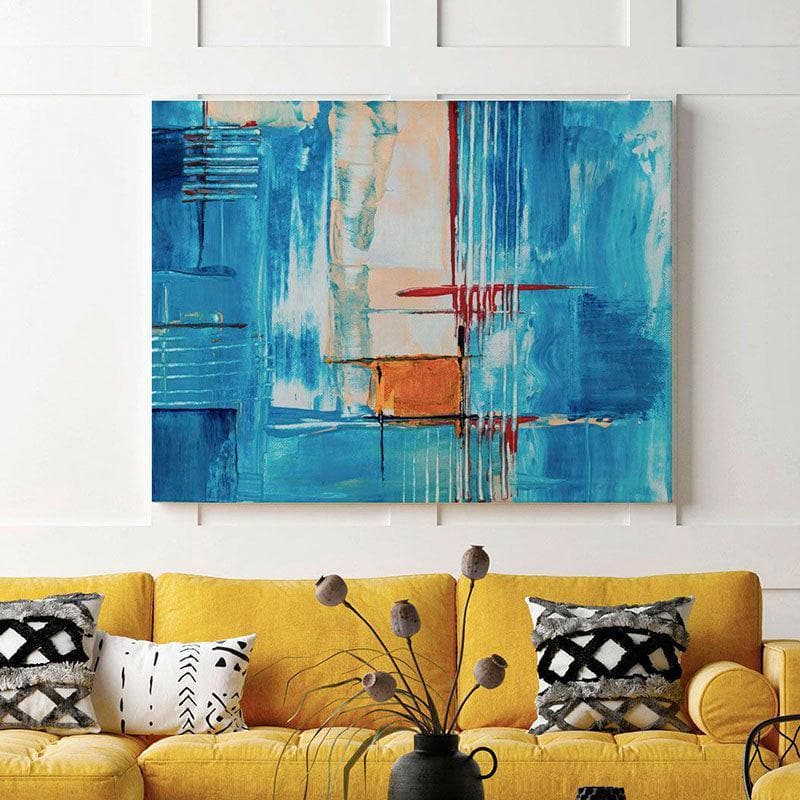 Wall Art & Paintings - Dusty Blue Abstract Painting - Gallery Wrap