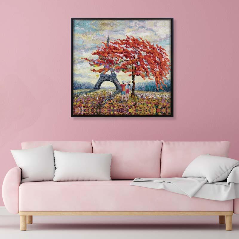 Buy Eiffel & Red Tree Wall Painting Wall Art & Paintings from Vaaree