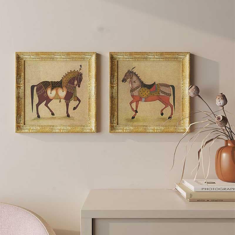 Wall Art & Paintings - Equine Rustic Wall Art - Set Of Two