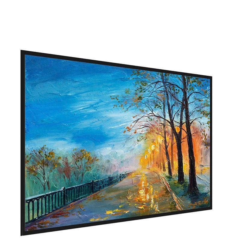 Wall Art & Paintings - Evening Autumn Street Wall Painting - Black Frame