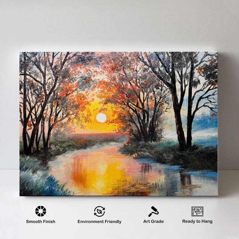 Buy Evening Forest Wall Painting - Gallery Wrap Wall Art & Paintings from Vaaree